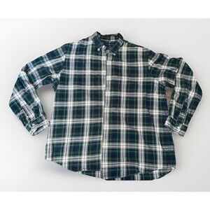 Ralph Lauren Shirt Mens 2XL Green Navy Plaid Classic Fit Performance Button Down